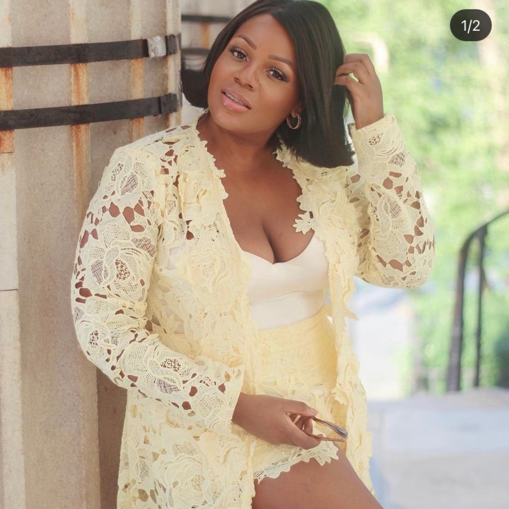 Crochet 2 Piece Yellow Shorts Suit